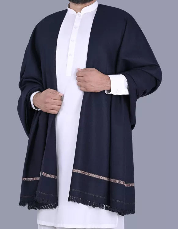 J. GENTS WOOL SHAWL "Navy Blue"