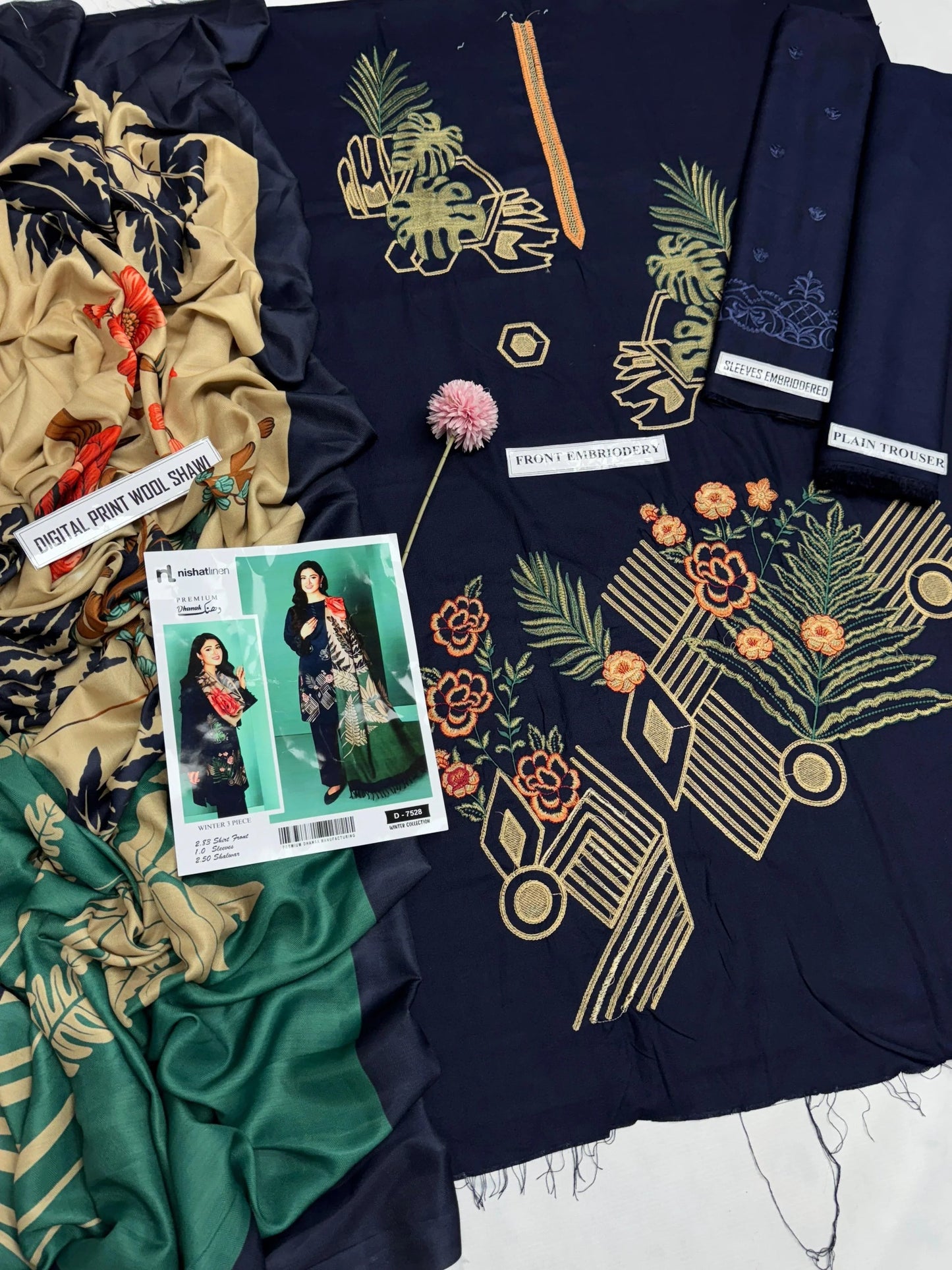 NISHAT DHANAK 3PC | EMBROIDERY | FF#7528