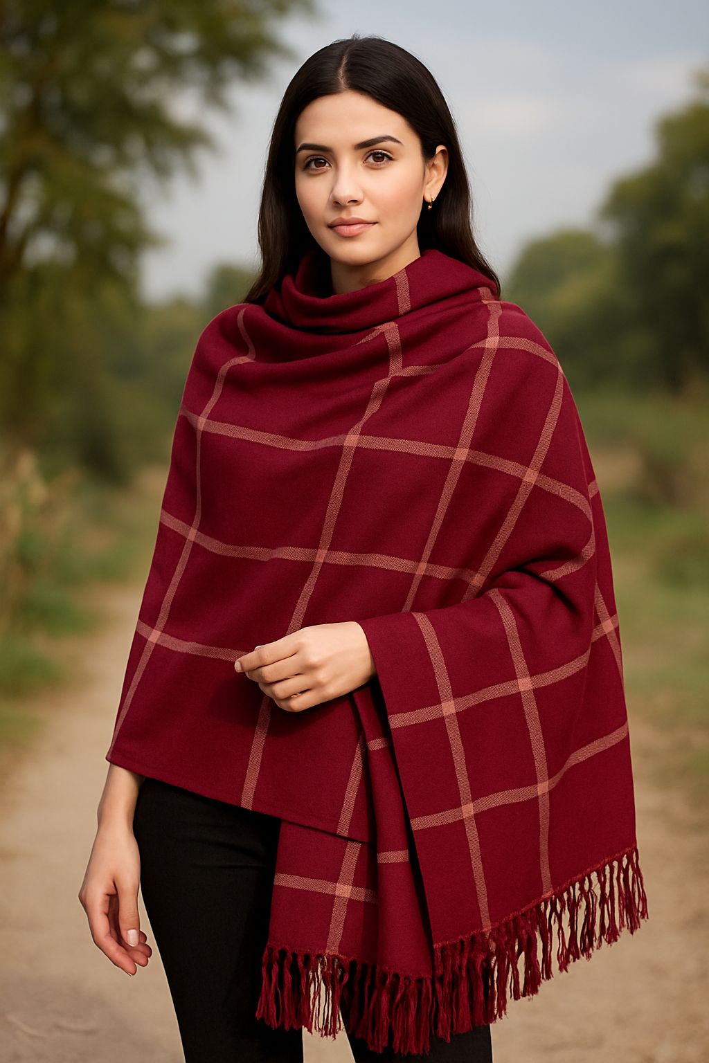 "Bareeze" Ladies Pure Pashmina Wool Shawl - Mahroon
