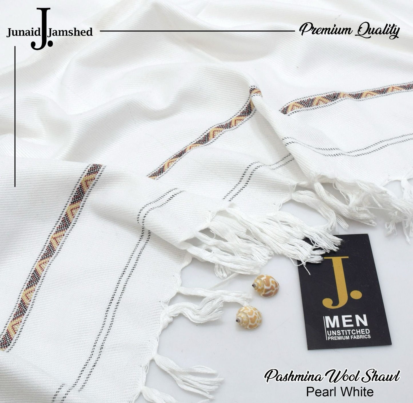 J. GENTS WOOL SHAWL "Pearl White"