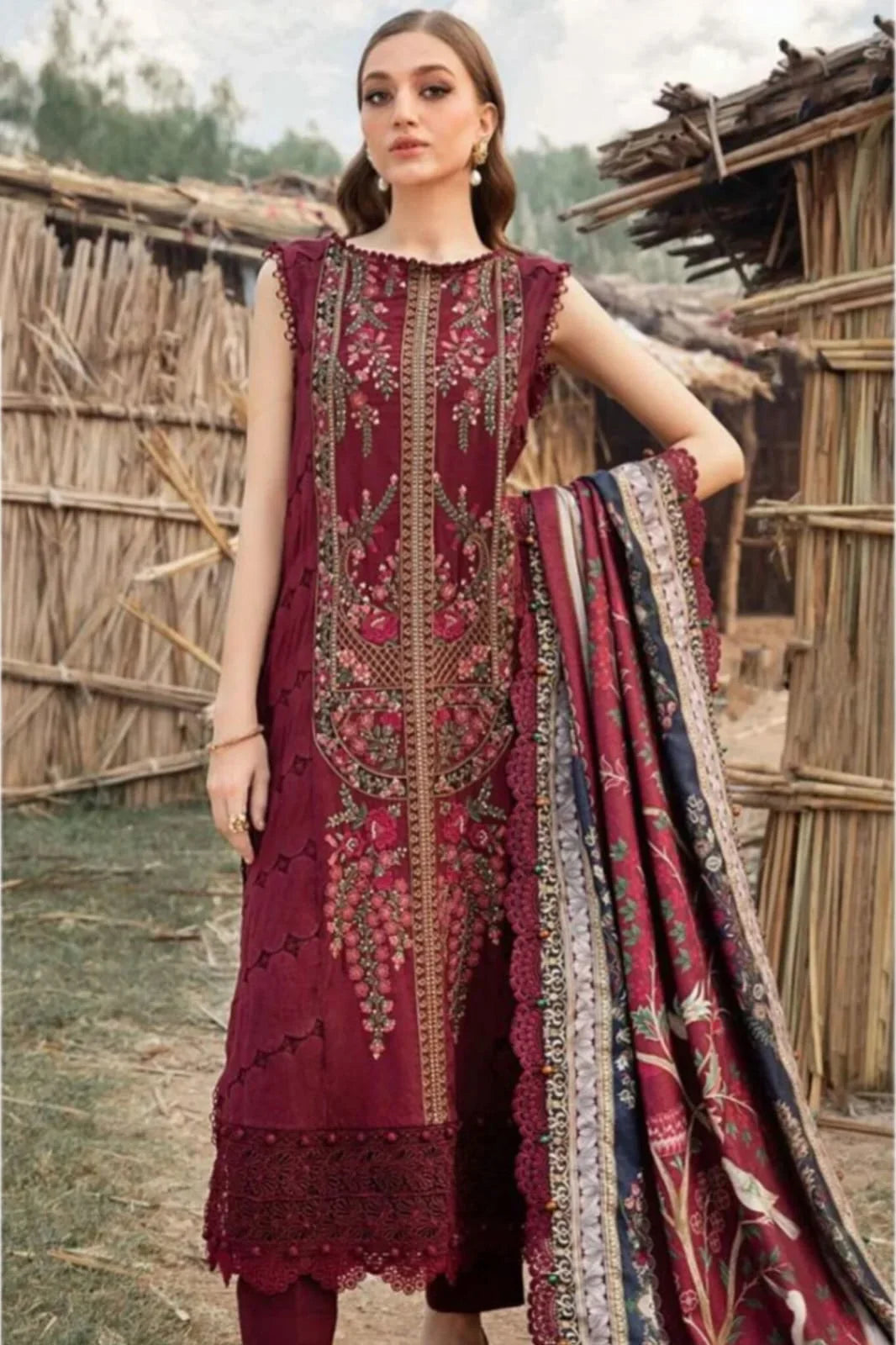 MARIA.B DHANAK 3PC | EMBROIDERY | FF#7516