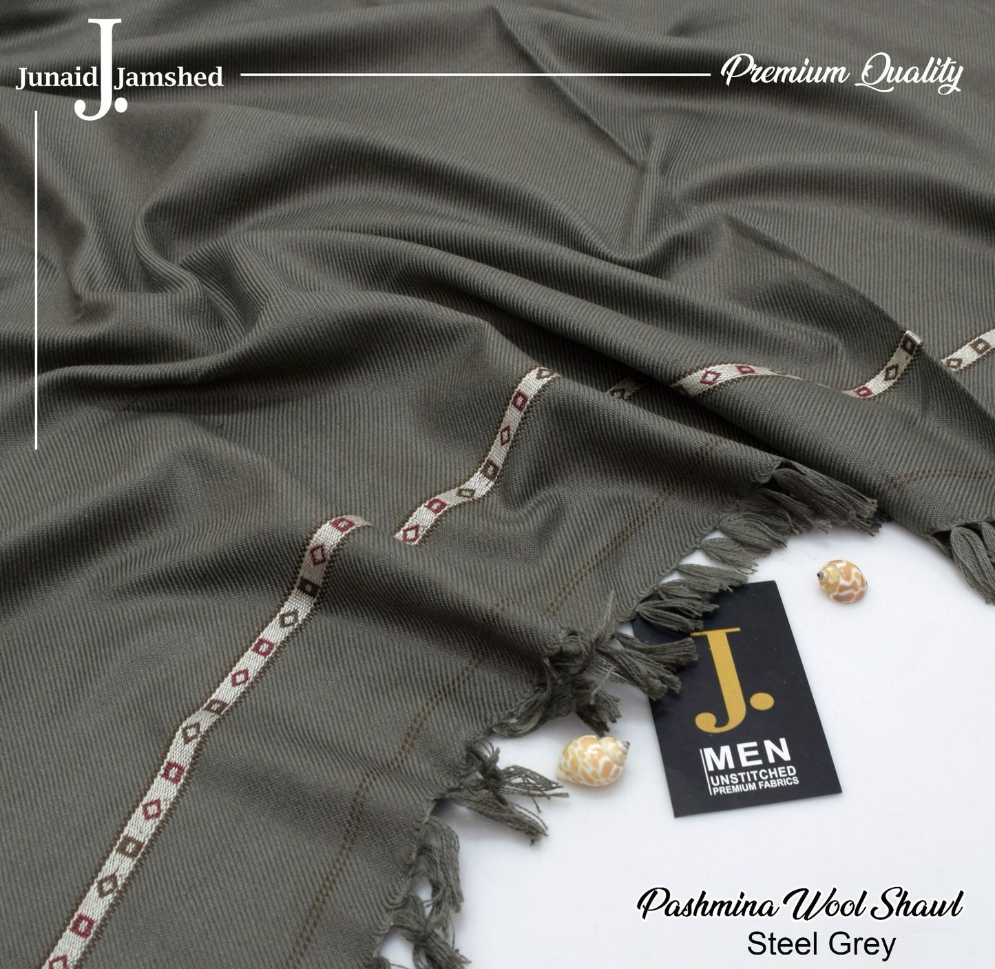 J. GENTS WOOL SHAWL "Steel Grey"