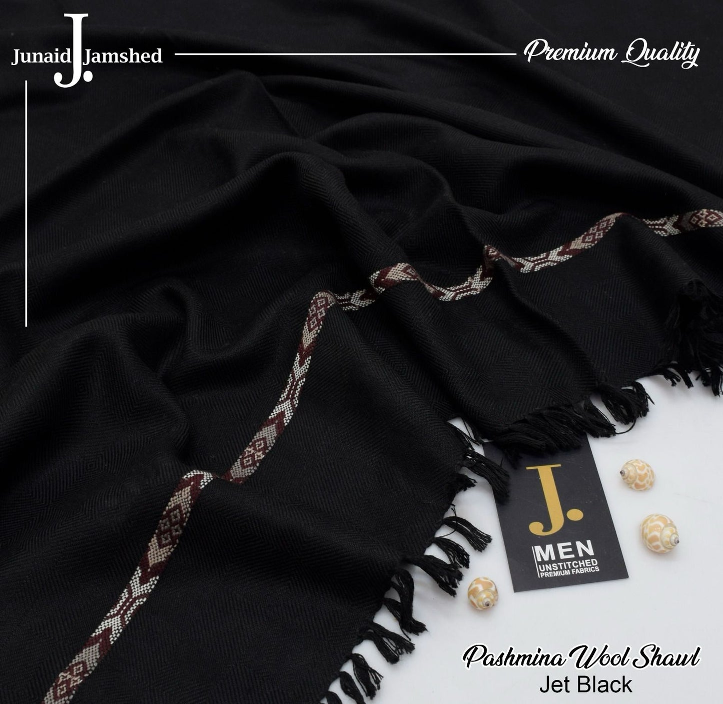 J. GENTS WOOL SHAWL "Jet Black"