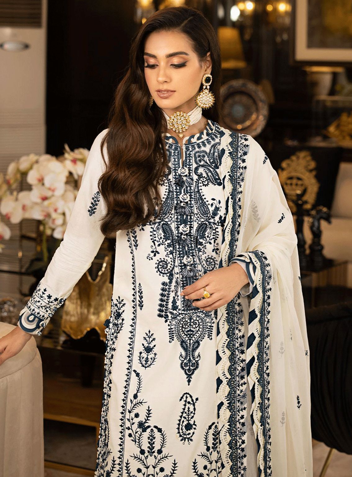 AJ-23 EMBROIDERED CHIFFON 3 PCS